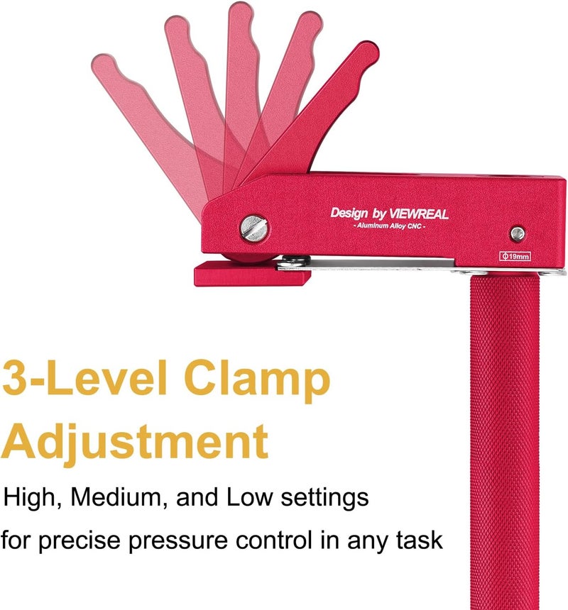 ViewReal Bench Dog Clamp,3/4"(19mm) Bench Dog Hole Clamp for Woodworking, Adjustable Quick-Lock Bench Clamps for Woodworking, Non-Marring Pads, Long Handle Holdfast for MFT Table (6-Piece Set) - Image 5